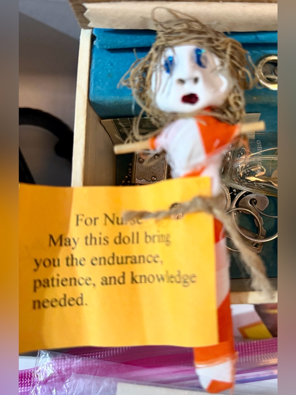 Handcrafted Orange and White Nurse Doll